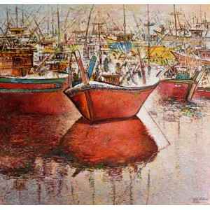 Chitra Pritam, 46 x 48 Inch, Oil on Canvas, Seascape Painting, AC-CP-230